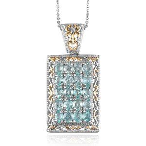 3.75 ctw Madagascar Paraiba Apatite Pendant Necklace 20" YG PT Sterling w/Chain